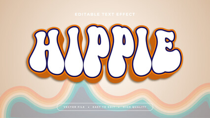 Colorful colourful hippie 3d editable text effect - font style - obrazy, fototapety, plakaty