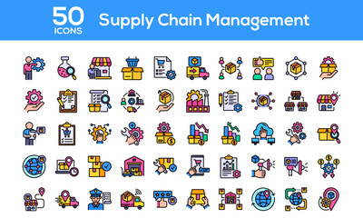 Supply Chain Management Lineal color Icon Collection