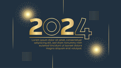 Gold and black vector the year 2024 new years banner. Happy new year 2024 background