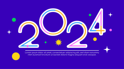 Colorful colourful vector stylish 2024 new year banner. Happy new year 2024 background