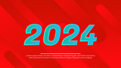 Blue and red vector abstract new year 2024 banners shapes element. Happy new year 2024 background