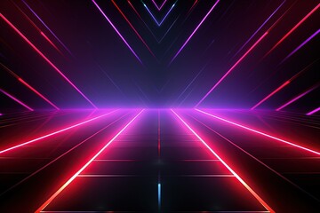 Party Pulse Abstract Neon Waves Fantastic Fusion Neon Lightscape,Neon Dance Floor Background - obrazy, fototapety, plakaty