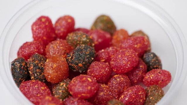 Gusher chilli chamoy candy on a lazy susan