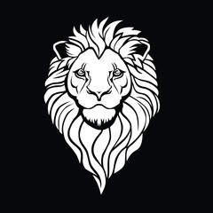 Lion Head Logo Design Black and white simple vector