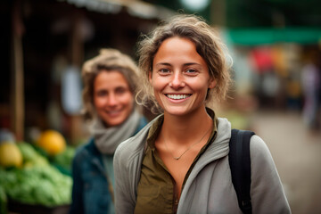 Obraz premium profile picture for social media, two friends on a walk, casual photography 