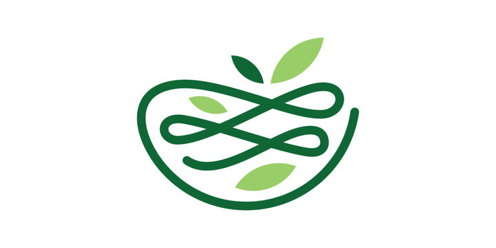 logo combination of illustration of a bird's nest with plants. icon, vector, symbol.