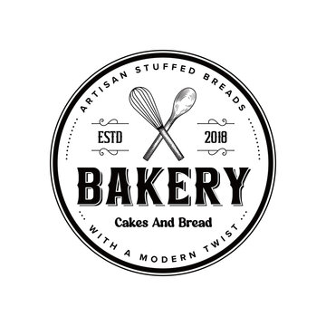 Bakery Logo Design Simple Black Badge Organic Homemade Bread Idea