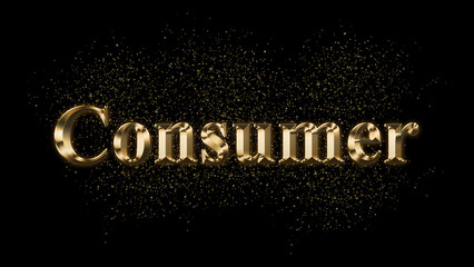 Consumer Gold Text Effect on black background, Gold text with sparks, Gold Plated Text Effect, shiny gold font effect on black background, text effect with 3d style, font. vector template design