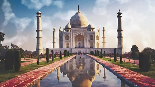 MARAVILHAS DO MUNDO | Taj Mahal - Nuvens e lago