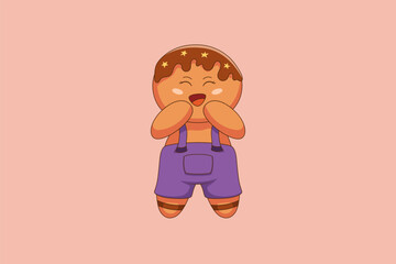 Cute Gingerbread Cookies Character Design Illustration