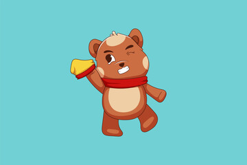 Cute Christmas Bear Character Design Illustration