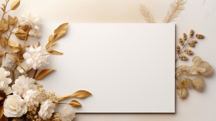 Minimal composition,mockup for a greeting card or holiday invitation,flat lay,copy space.Brown...