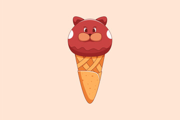 Cute Ice Cream Character Design Illustration