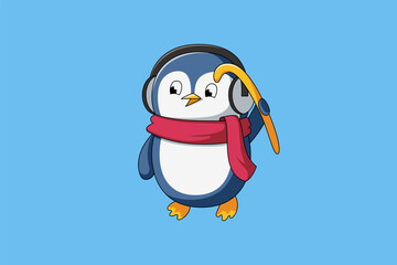 Cute Christmas Penguin Character Design Illustration