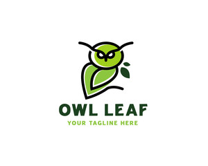 line art leaf owl logo icon symbol design template illustration inspiration