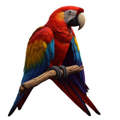 Scarlet macaw bird isolated on transparent background
