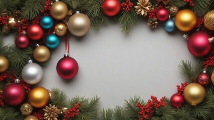 Fototapeta na wymiar Festive Christmas Ribbon Background with Copy Space