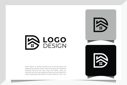 Initial letter D home house logo design. Vector illustration of home shaped for company