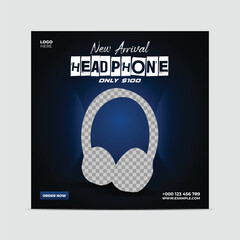 New arrival headphone social media post template