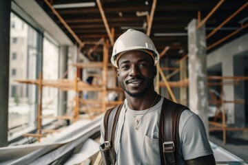 Portrait of a young African American construction worker