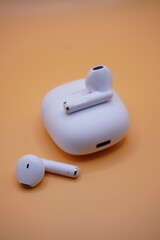 White wireless earphones