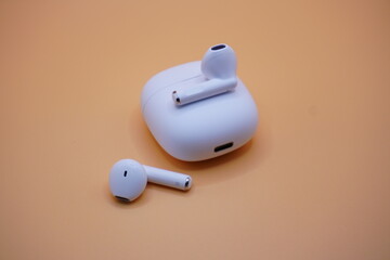 White wireless earphones