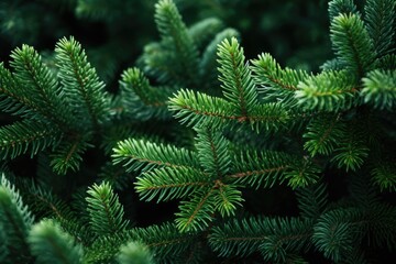 Fototapeta na wymiar Close-up of Lush Green Pine Needles of Christmas Tree
