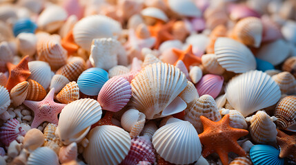 various Colorful seashell background, generative ai