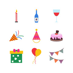 Vector Set of Party Flat Icons Illustration