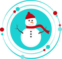 Holiday cartoon snowman graphic icon with transparent background