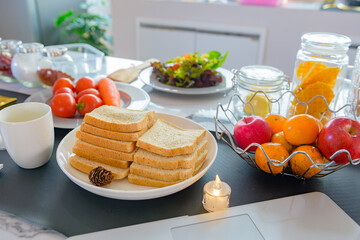 Thai girl cook and food background