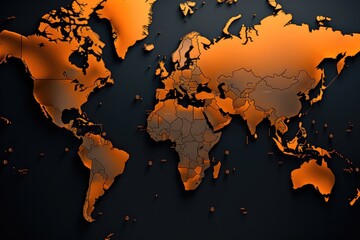 World map just borders black and orange.