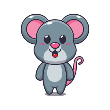 Cute mouse cartoon vector illustration. 