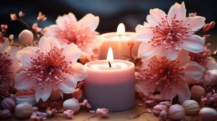 Candles and flower.