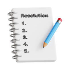 3D Illustration of Thoughtful Resolution List for New Year's Day Planning