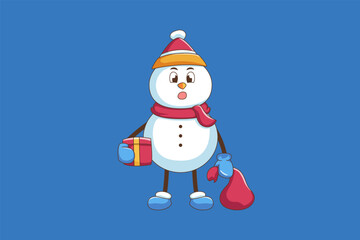 Cute Christmas Snowman Character Design Illustration