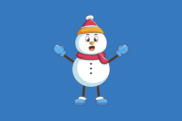Cute Christmas Snowman Character Design Illustration