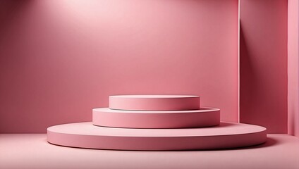 Pink Background and Empty Podiums for Product Presentation