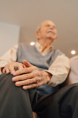 Senior man with chronic knee problems and pain