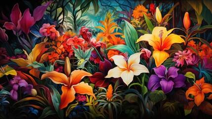 painting of a lush bouquet of flowers, overflowing with color and life