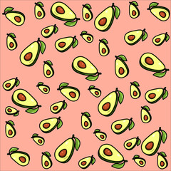 seamless peach background with avocadoes