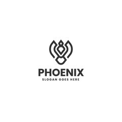 Vector Logo Illustration Phoenix Line Art Style
