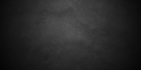 Dark black grunge textured concrete old blackboard and chalkboard rough background. Panorama dark grey black slate background or texture. Vector black concrete texture. Stone wall background.