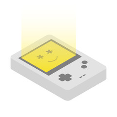 Illustration vector graphic of isolated isometric retro gaming console.
