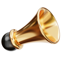 3D Golden megaphone Musical Instrument