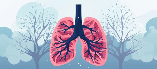Flat medical lung anatomy healthy respiratory system icon. - obrazy, fototapety, plakaty