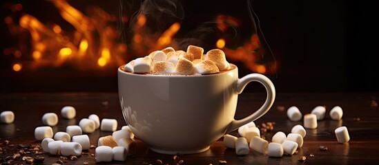 Obraz na płótnie Canvas Hot beverage with small marshmallows.