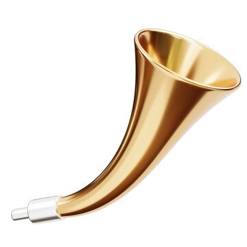 3D Golden Trumpet Musical Instrument
