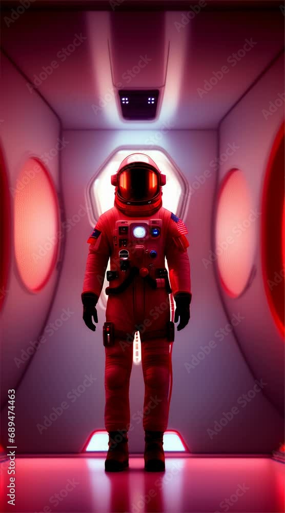 Wall mural 3d render of a astronaut in spaceship