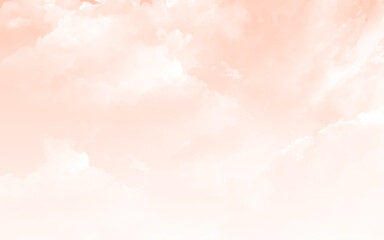 Pink sky background with white clouds. Fantasy and vintage dynamic cloud and sky with grunge texture for background Abstract, postcard nature art style, soft and blur focus.